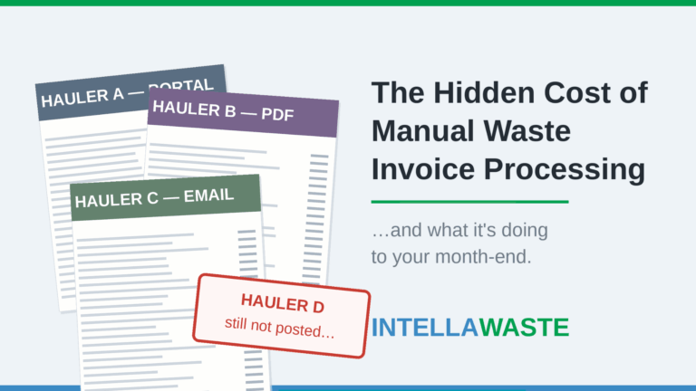 Manual waste invoice processing — mismatched hauler invoices from portals, PDFs, and email delaying a broker's month-end close